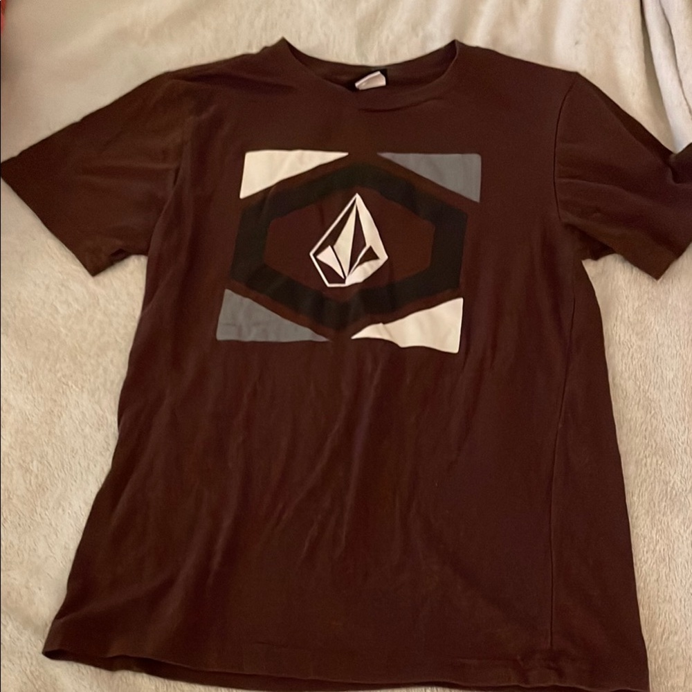Volcom Brown Short Sleeve Tee with Bold Graphic